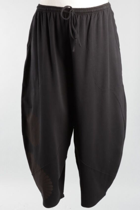 Drawstring Flower Pant - Black
