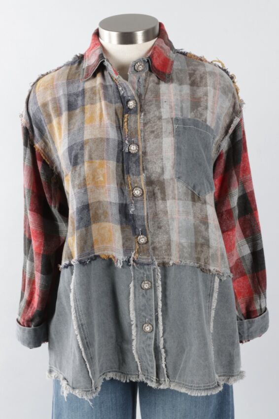 Plaid Jacket - Black Denim Multi
