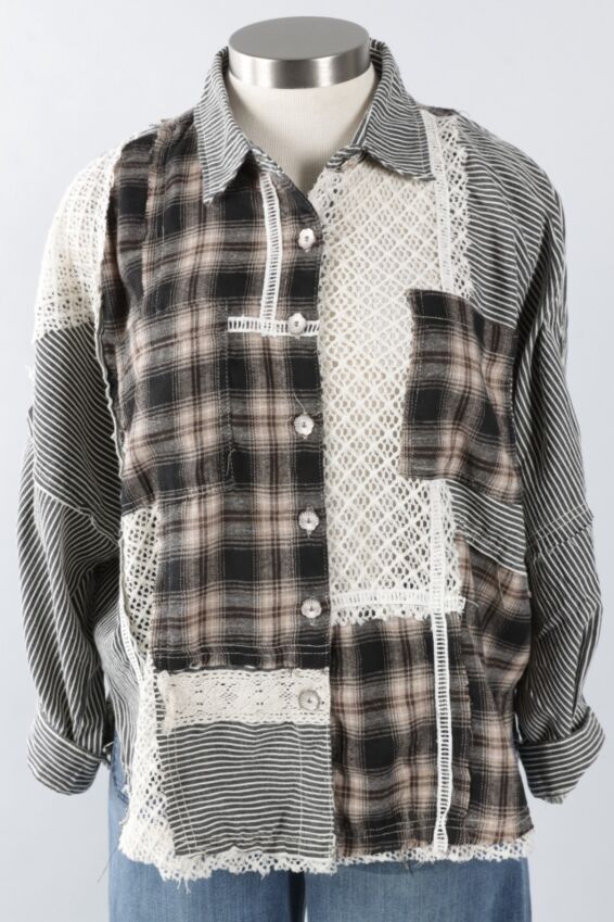 Patchwork Shirt - Black Stripe