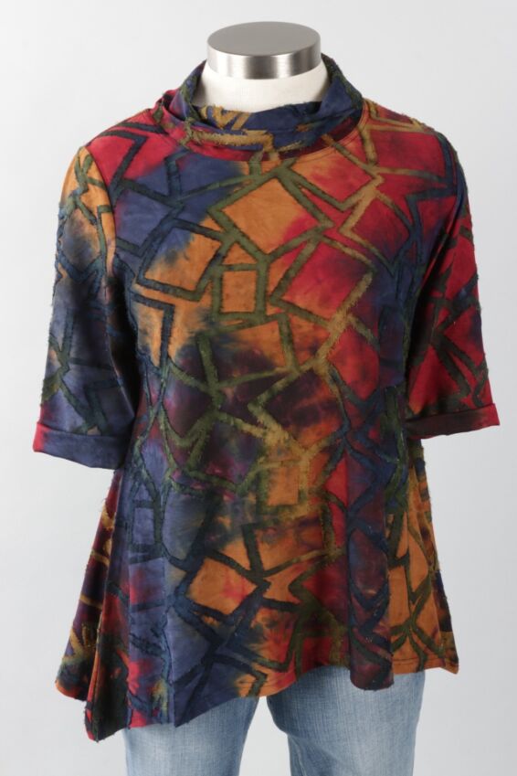 Cowl Tunic - Red Multi