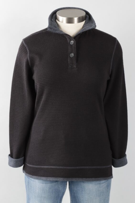 Maverick Button Up Pullover - Black
