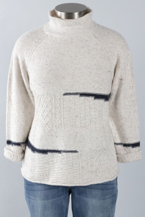 Mixed Cable Stitch Pullover - Winter White