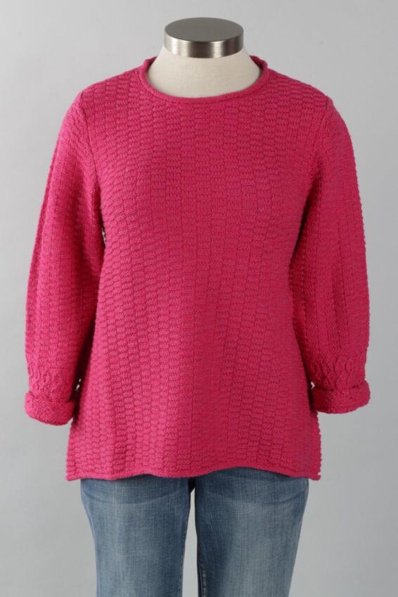 Brick Stitch Pullover - Raspberry