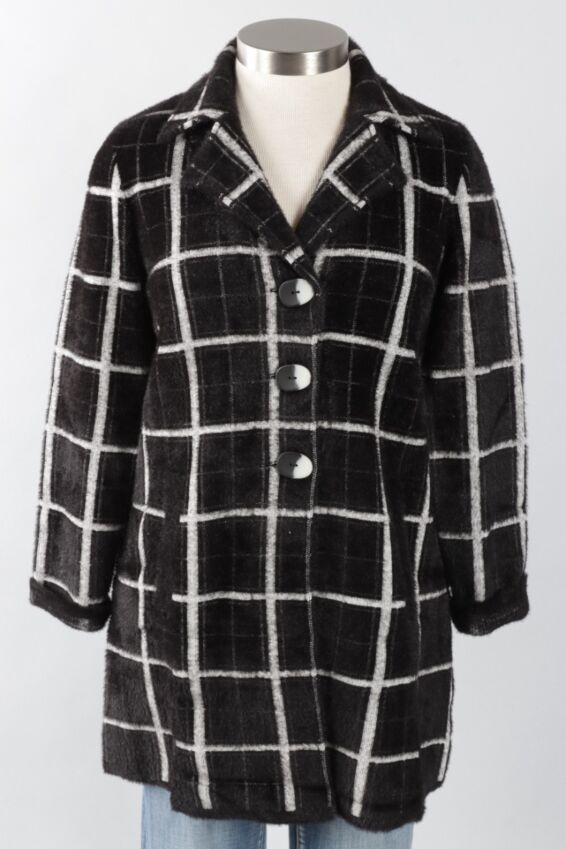 Car Coat - Black Windowpane