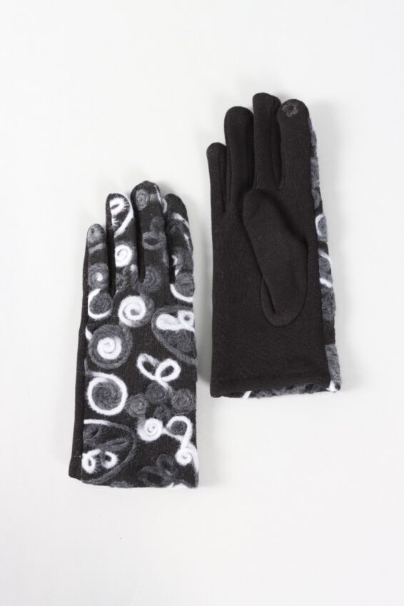 Abstract Scroll Gloves - Black & White