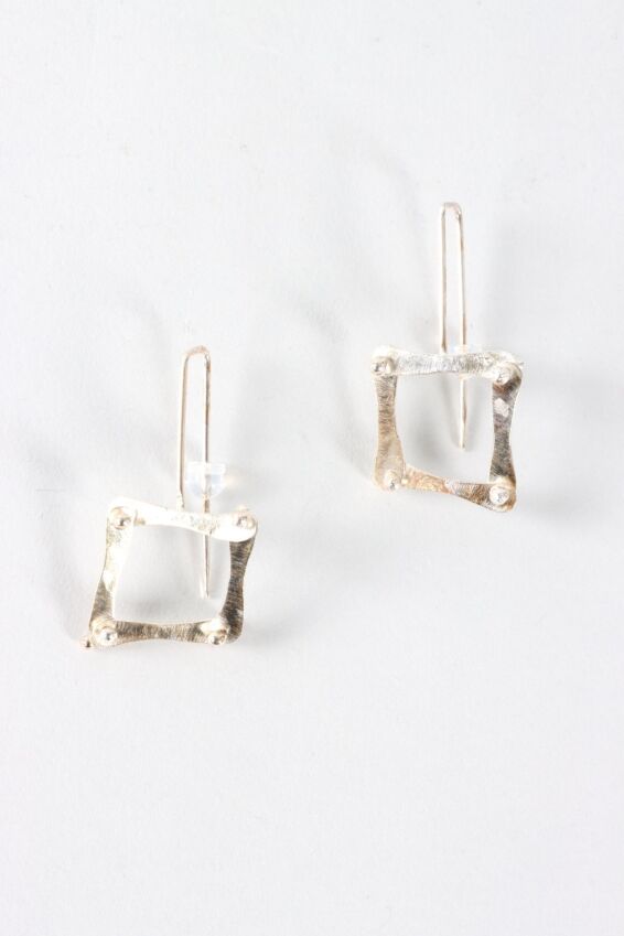 Frame Drop Earring - Silver