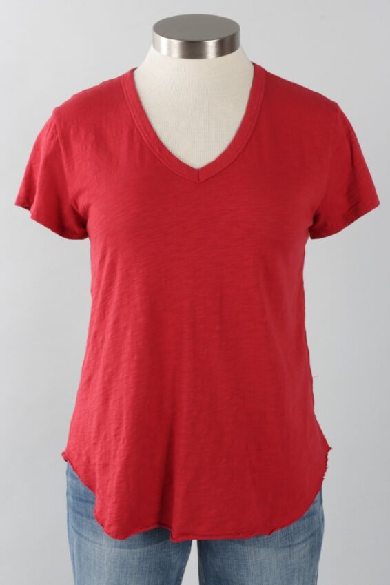 V-Neck Tee - Ruby Red