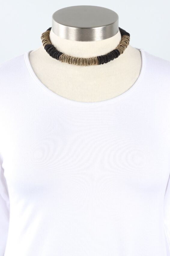Small Spring Ring Necklace - Bronze & Black