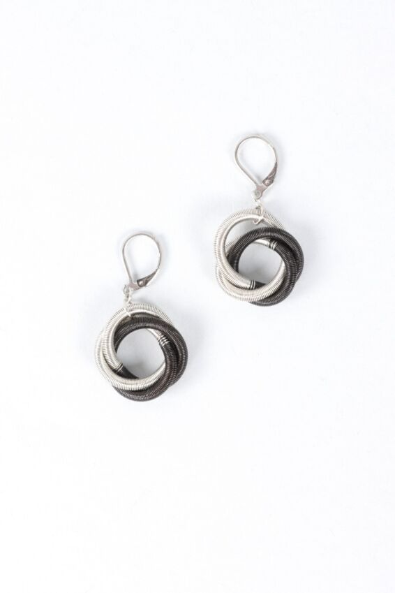 Twisted Loop Earring - Silver & Black