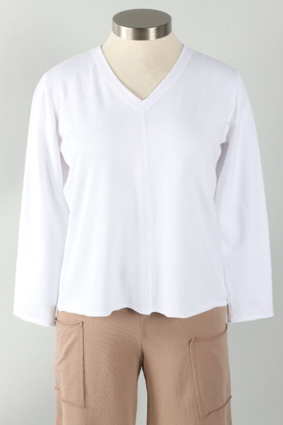 Raw Edge Pullover Plus - White