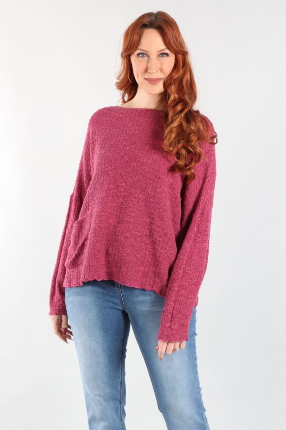 Osize Pocket Pullover - Rhubarb