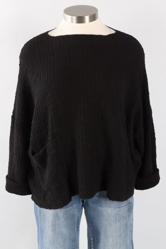 Osize Pocket Pullover - Black