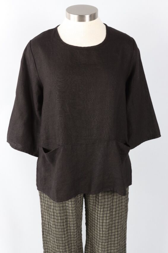Pocket Pullover - Black Linen