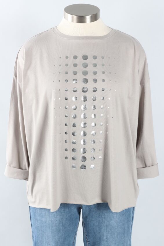Dot Boxy Tee - Titanium & Silver 