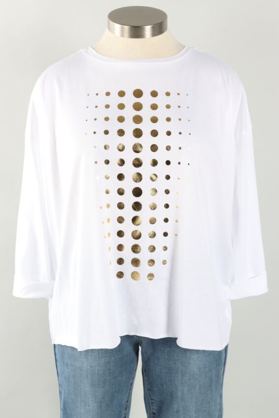 Dot Boxy Tee - White & Gold