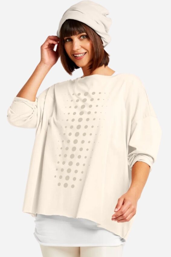 Dot Boxy Tee - Stone & Titanium 