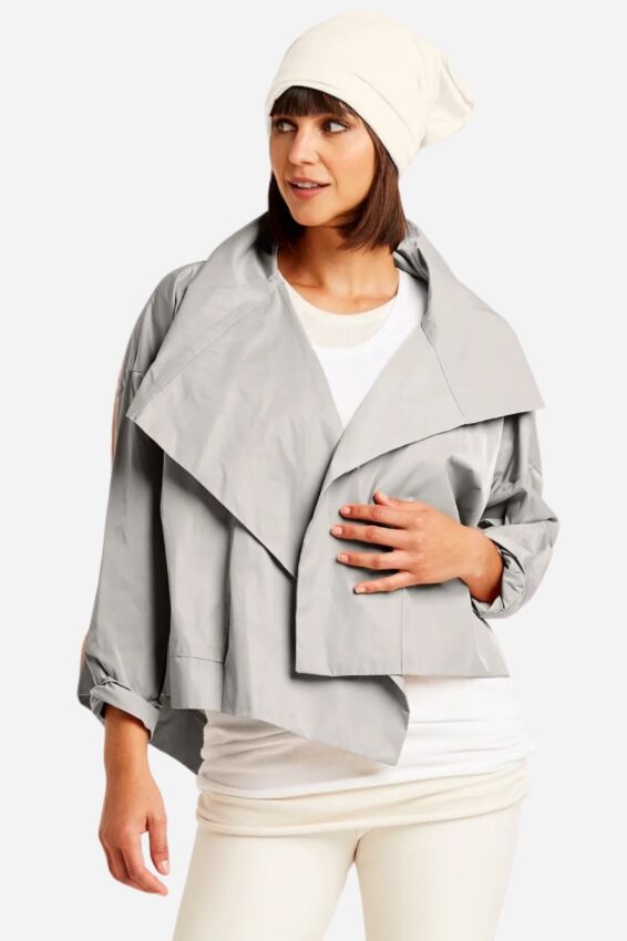 Cropped Asymmetric Jacket - Titanium