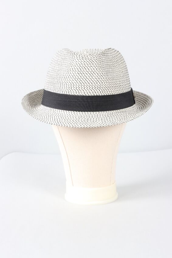 Charlie Trilby Hat - Ivory & Black