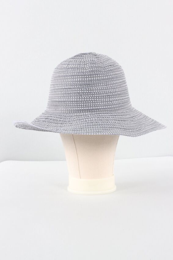 Petite Scrunchie Hat - Grey & White Dots