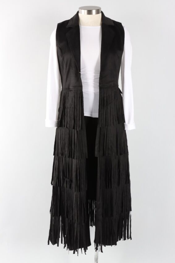 Fringe Maxi Jacket - Black