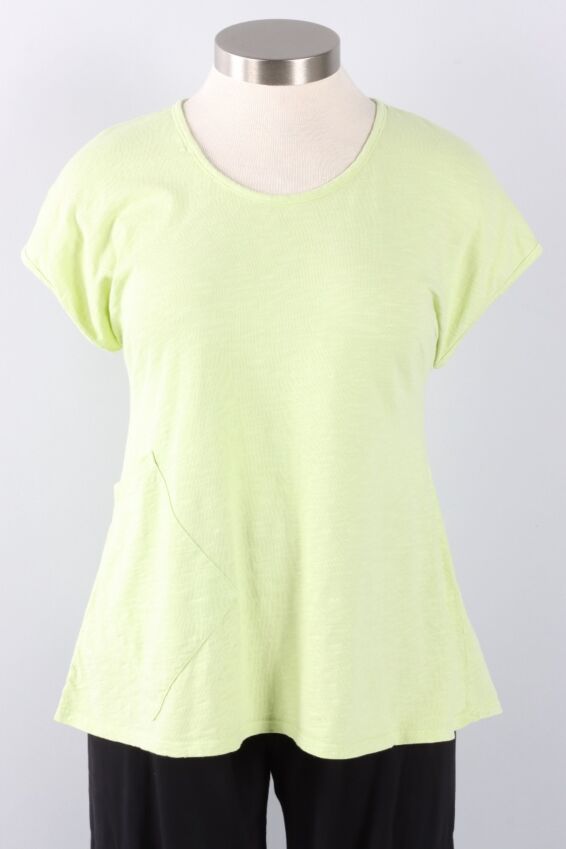 Cap Sleeve Pocket Top Plus- Limeade