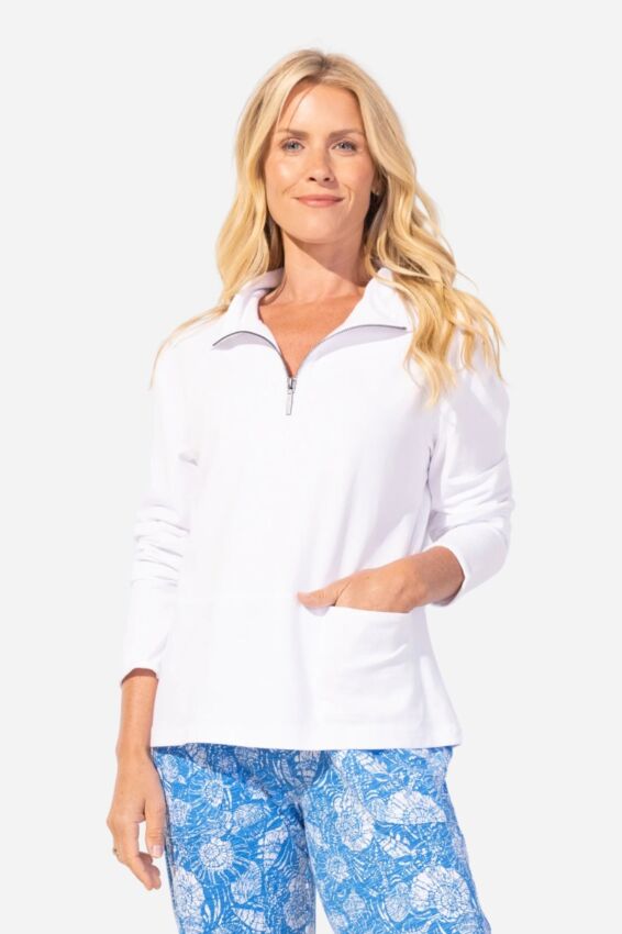 Quarter Zip Pullover - White