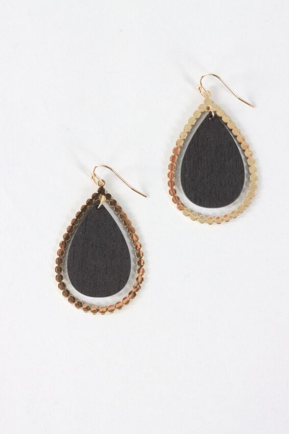 Teardrop Dangle Earring - Black