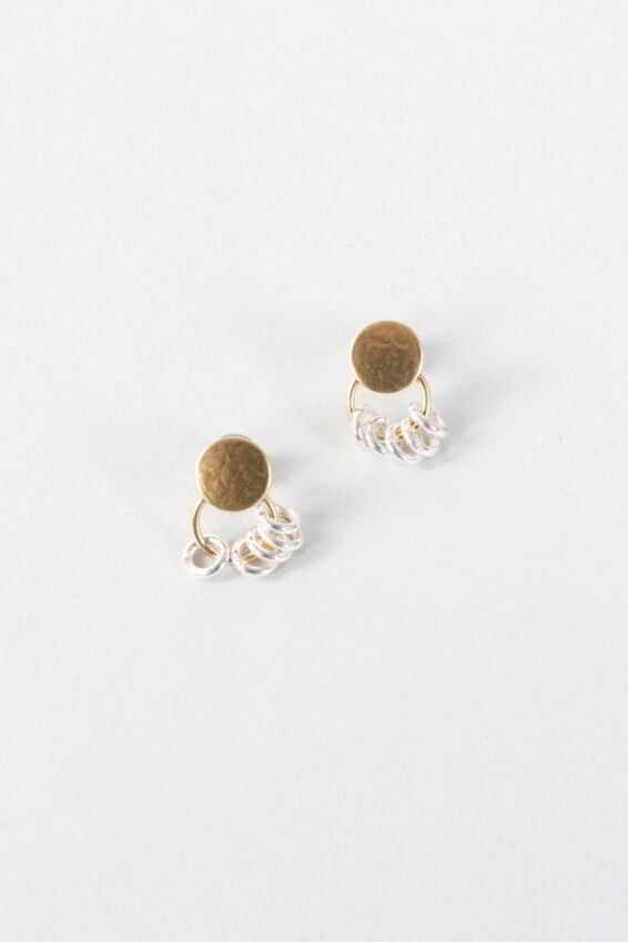 Extra Small Disc Earring - Silver & Brass
