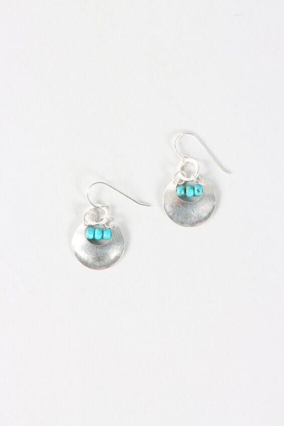 Crescent Ring Earring - Silver & Turquoise