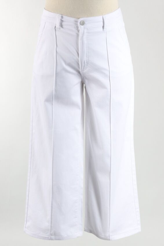 Suzanne Wide Leg Crop Jean - White