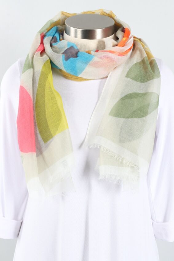 Retro Graphic Scarf - Biscuit