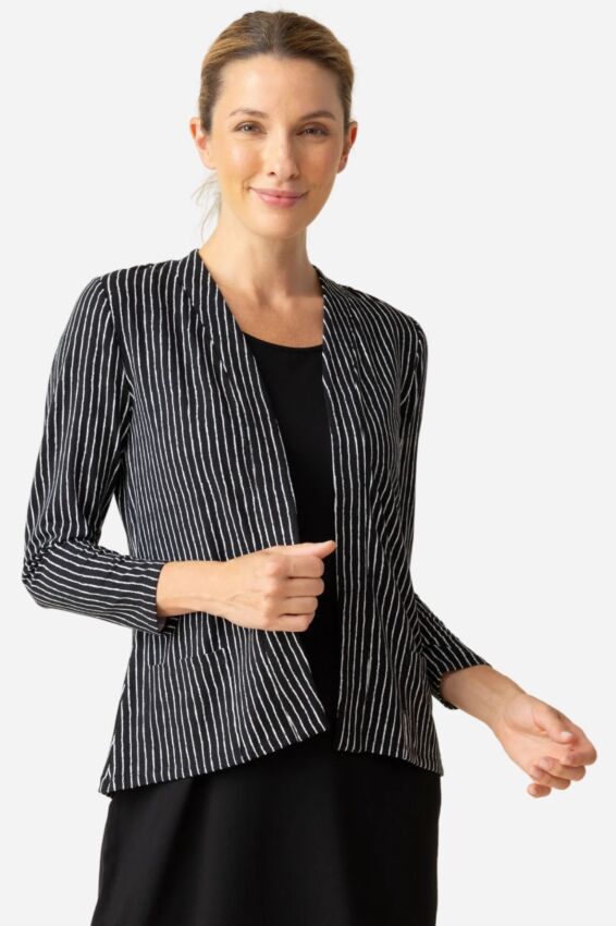 Open Front Jacket - Black Bamboo Stripe