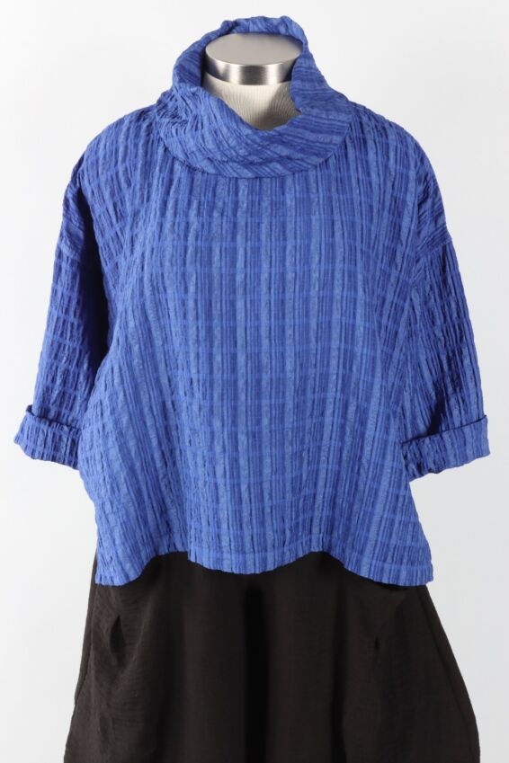 Cowl Neck - Marine Stripe Crinkle