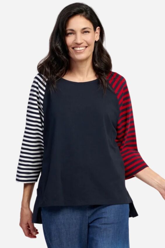 Raglan Sleeve Top - Navy Stripe