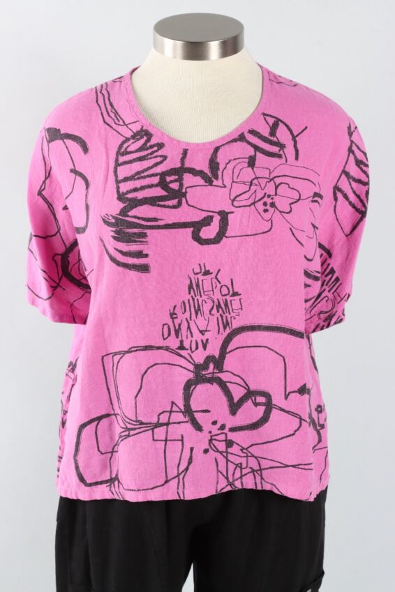 Oversize Top - Raspberry Collage