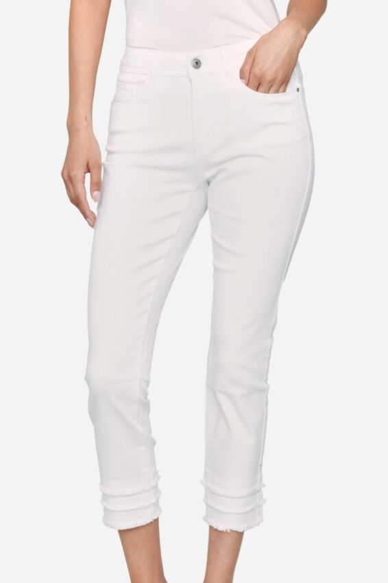 Frayed Hem Pant - White