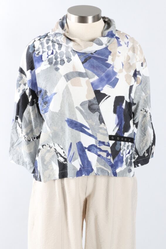 Snap Pocket Pullover - Black Abstract Artist 
