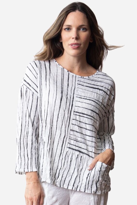 Pullover - White Bamboo Stripe