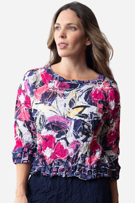 Audrey Pullover - Raspberry Painted Floral