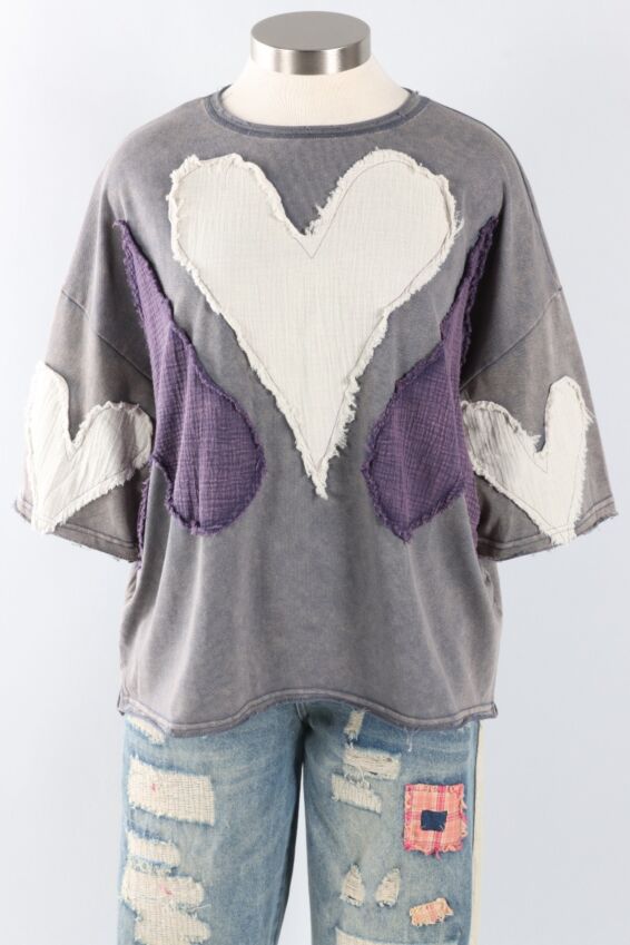 Heart Patch Tee - Blue