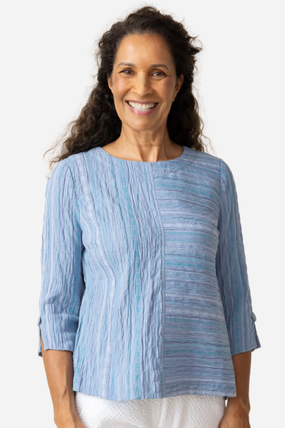 Button Back Pullover - Rain Baja Weave