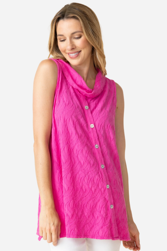Angled Placket Tunic - Pink 