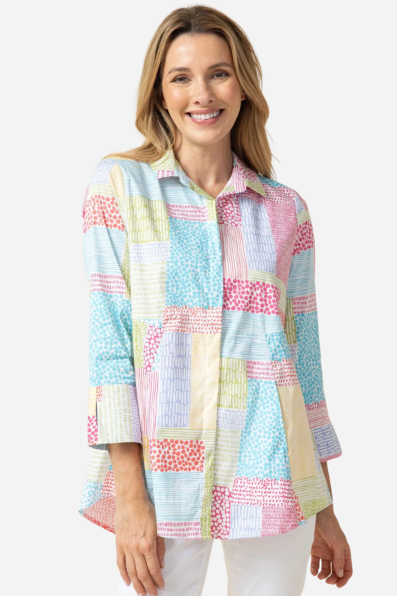 Hidden Placket Shirt - Organic Patchwork 