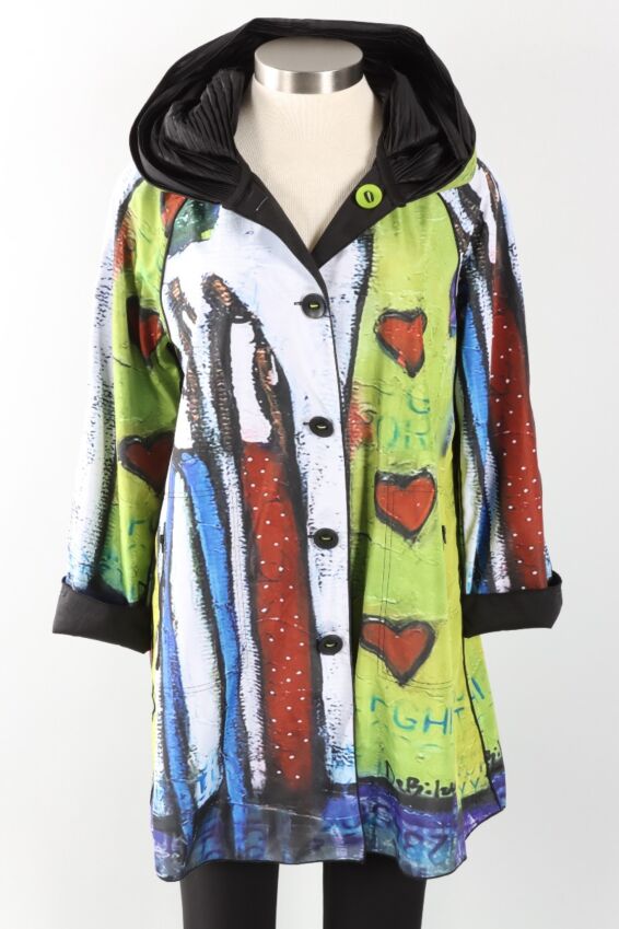 Reversible Button Jacket Plus - Unconditional Love/Black