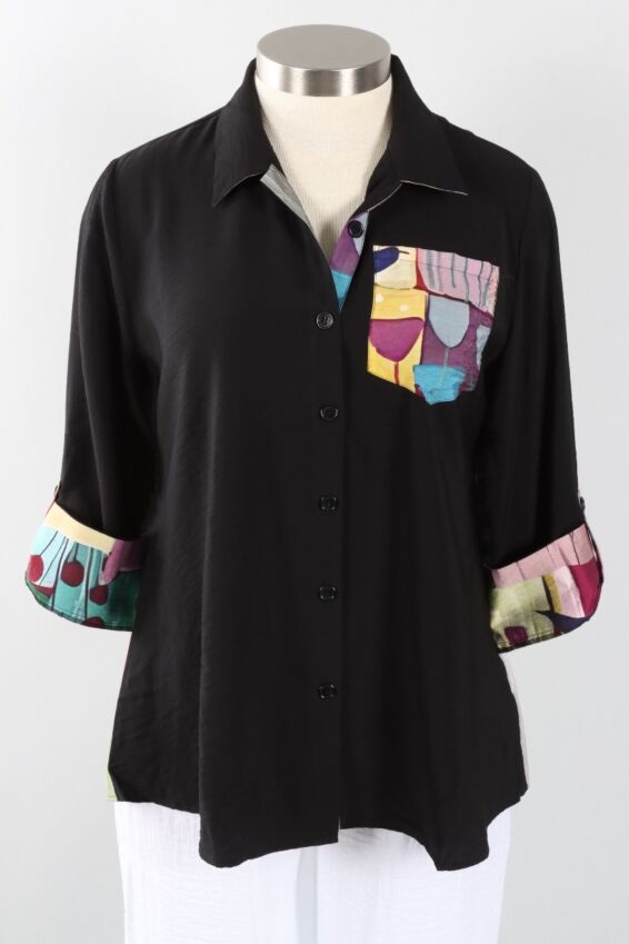 Printed Back Shirt Plus - Black
