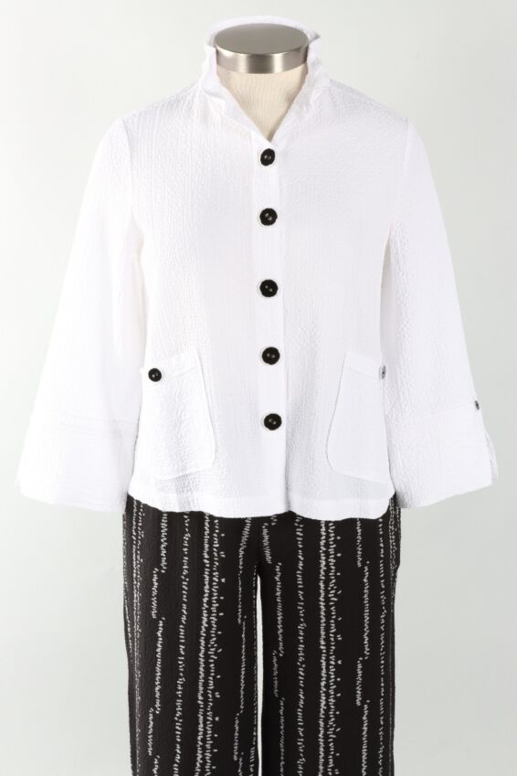 Ruched Collar Jacket - White