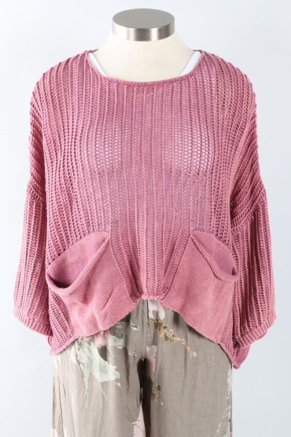 Crochet Pullover - Raspberry