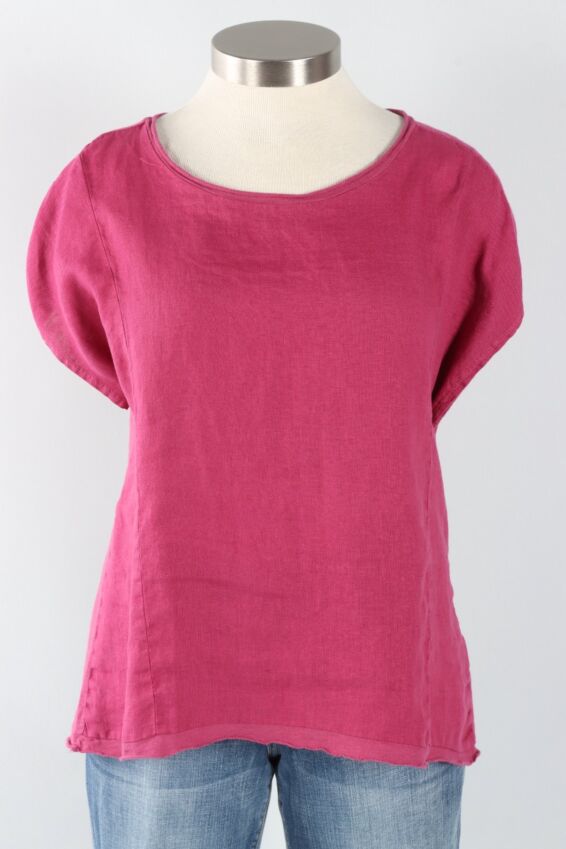 Hi-Low Pullover - Rhubarb Linen Combo