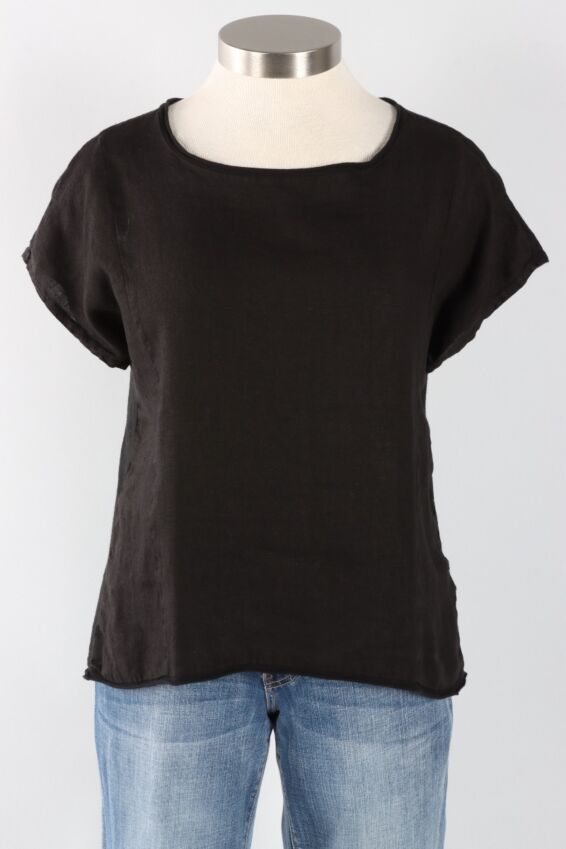 Hi-Low Pullover - Black Linen Combo