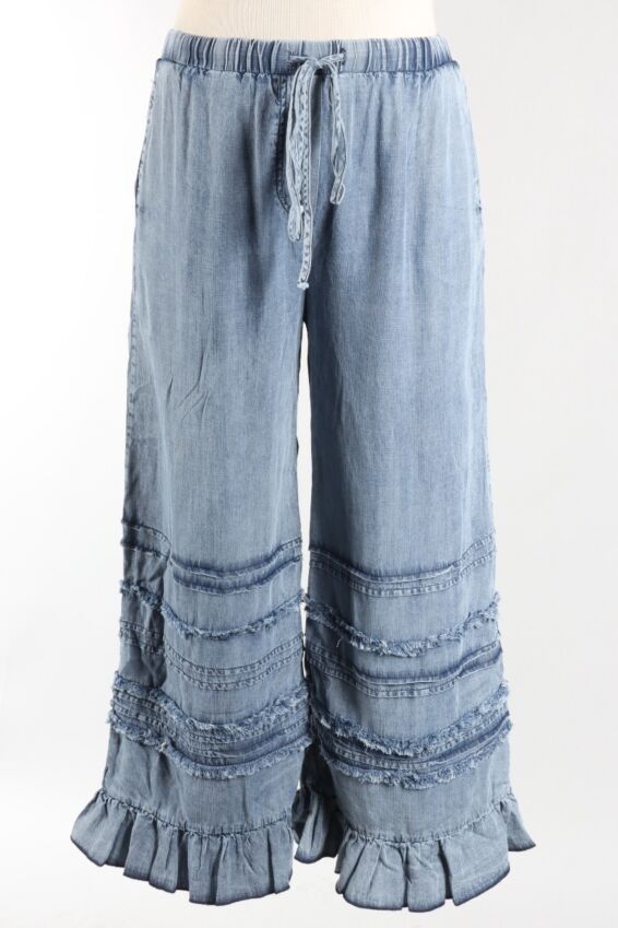 Fray Ruffle Pant Plus - Denim